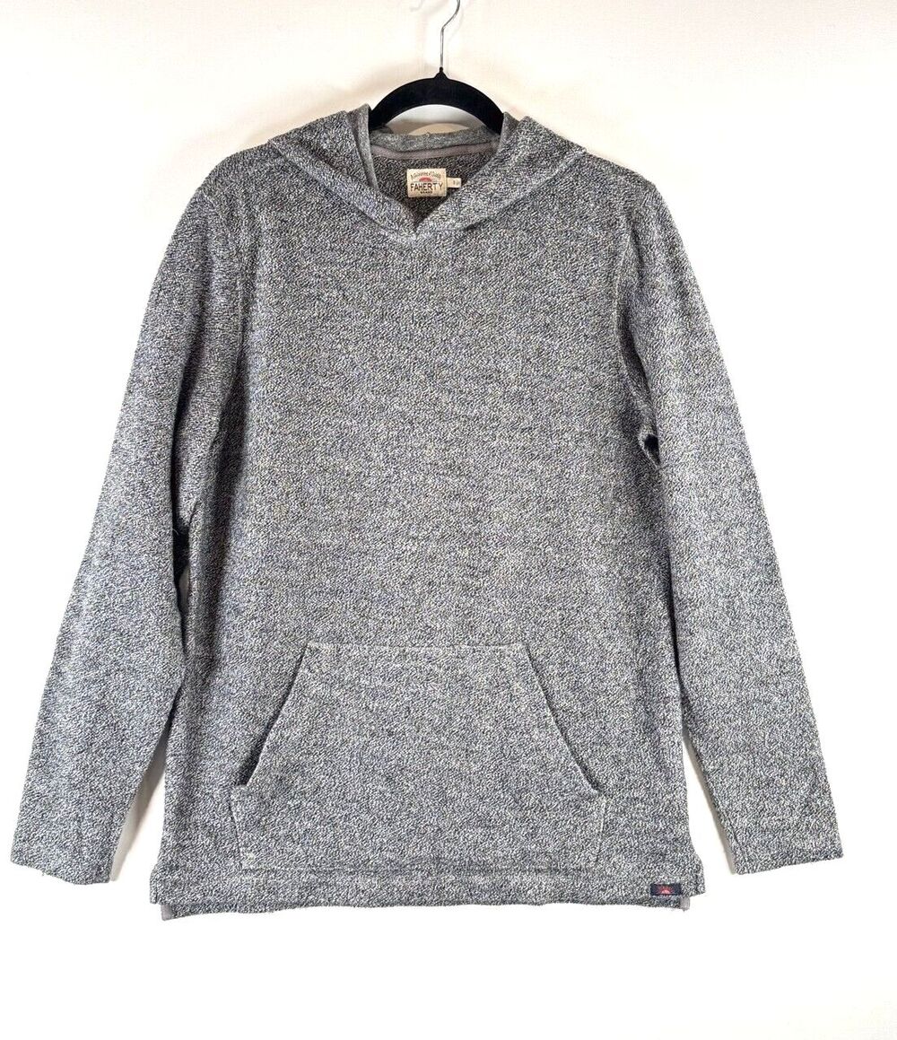 Faherty Mens Hoodie Gray Cotton Pullover Knit Sweatshirt Casual Outdoor Small